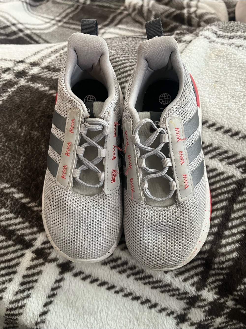 Kids Grey and Red Athletic Sneakers